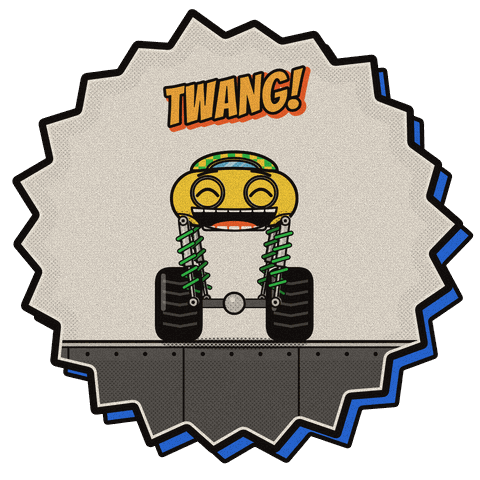 Bounce springs up with a TWANG, his headlights squeezed shut with joy.
