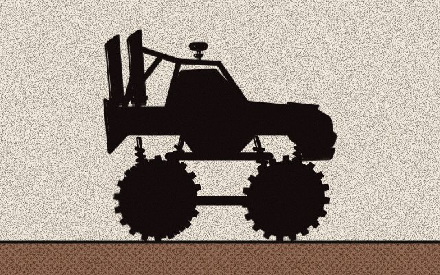 The black shadow of a mystery truck, side on