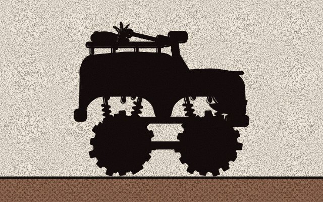The black shadow of a mystery truck, side on