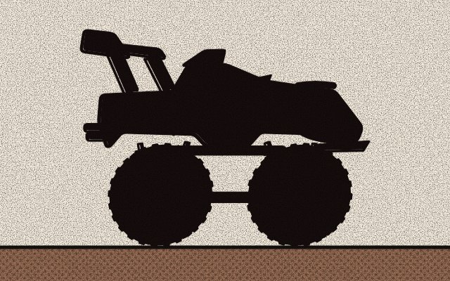 The black shadow of a mystery truck, side on